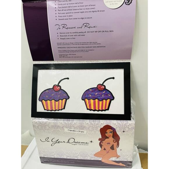 Cupcake Cherry Mardi Gras Nipple Pasties Sexy Cover Breast Glitter Reusable-40 - Picture 2 of 7